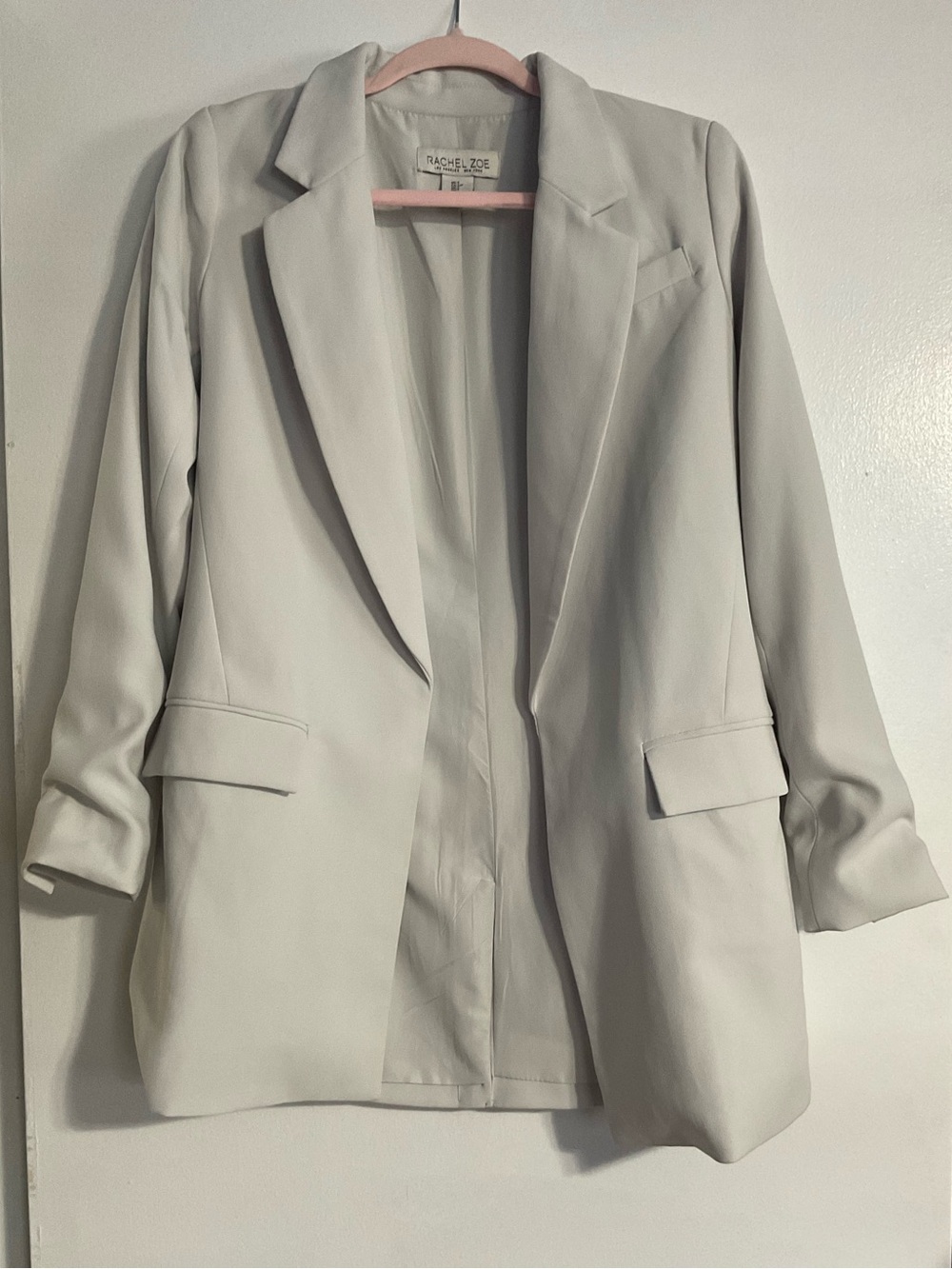 Rachel Zoe Off White Open-Front Longline Blazer